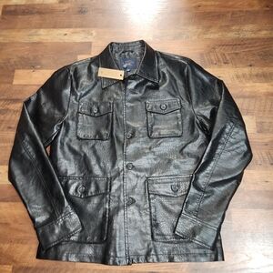 NWT....  Men's Marc Asher New York Black Leather Jacket Size L